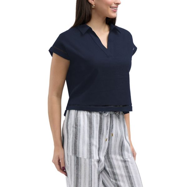 Женская льняная рубашка с воротником и короткими рукавами Ellen Tracy, синий
Женская льняная рубашка с воротником и короткими рукавами Ellen Tracy, синий