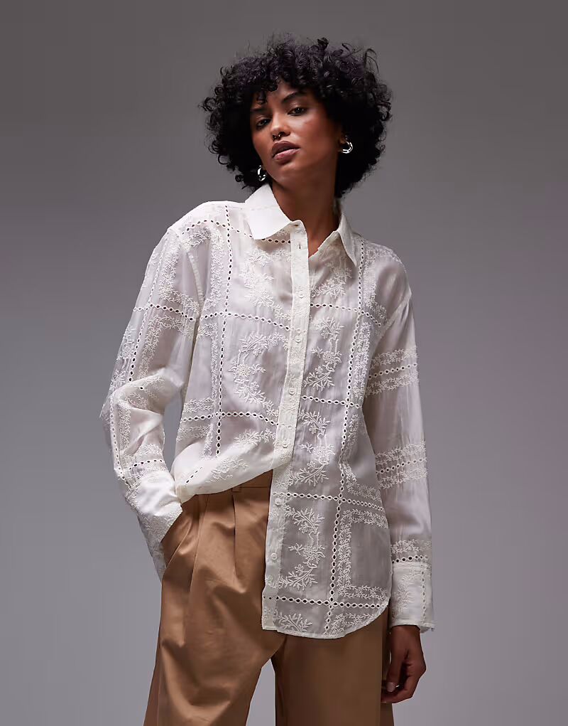 Рубашка с вышивкой из кружева манго белого цвета Mango
Рубашка с вышивкой из кружева манго белого цвета Mango