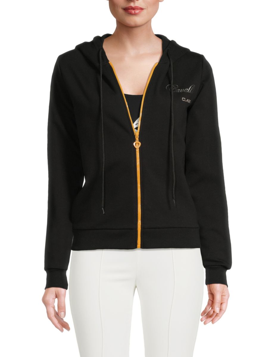 Толстовка с капюшоном из хлопковой смеси с логотипом и застежкой-молнией спереди Roberto Cavalli, черный
Толстовка с капюшоном из хлопковой смеси с логотипом и застежкой-молнией спереди Roberto Cavalli, черный