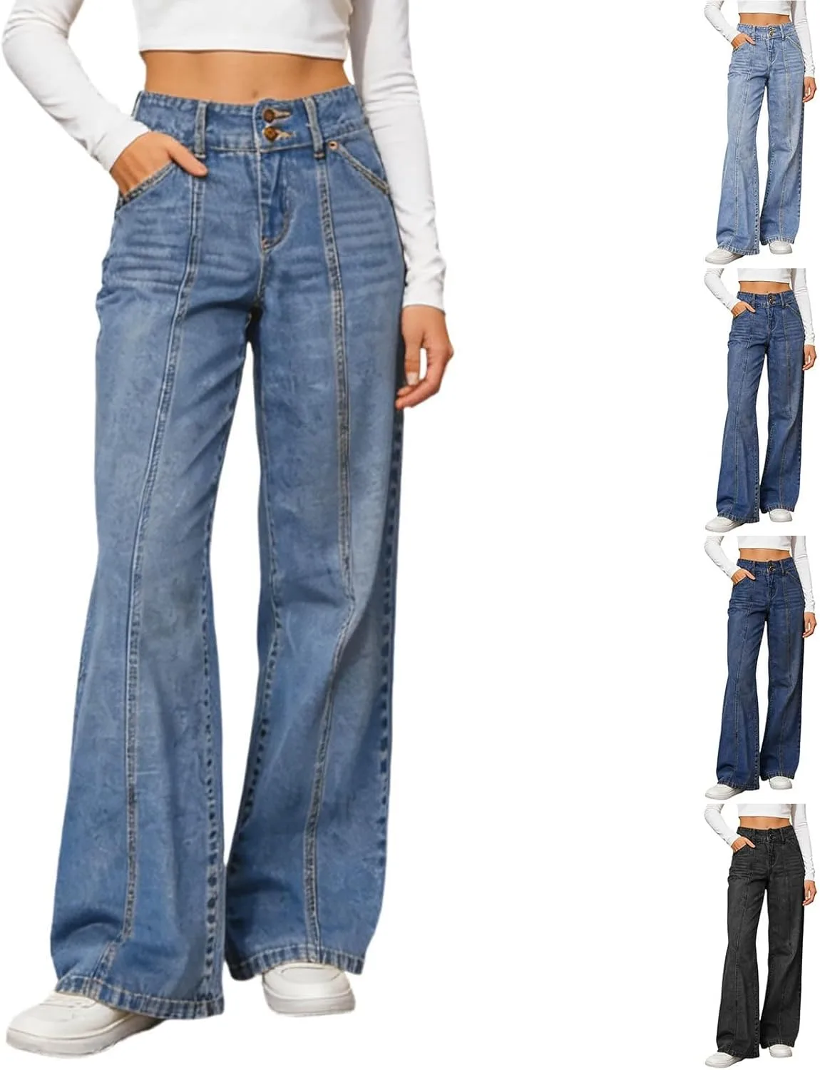 Женские джинсы Wide Leg High Waisted Stretchy с карманами
Женские джинсы Wide Leg High Waisted Stretchy с карманами