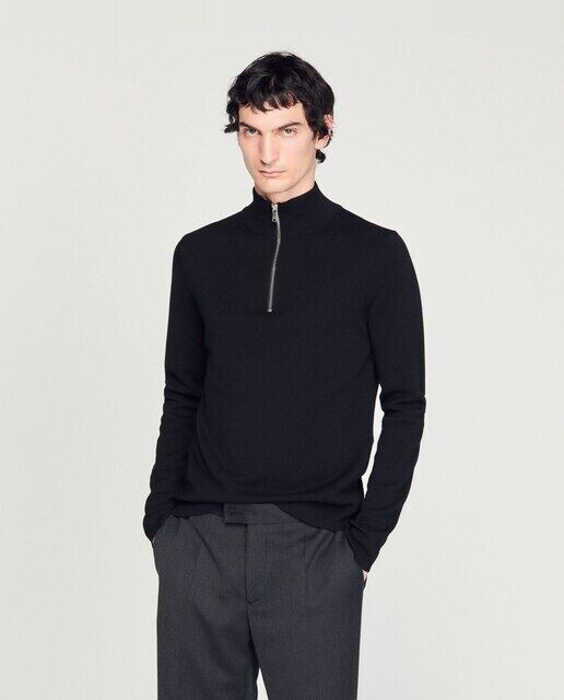 Мужской черный свитер с воротником на молнии Sandro, черный
Мужской черный свитер с воротником на молнии Sandro, черный