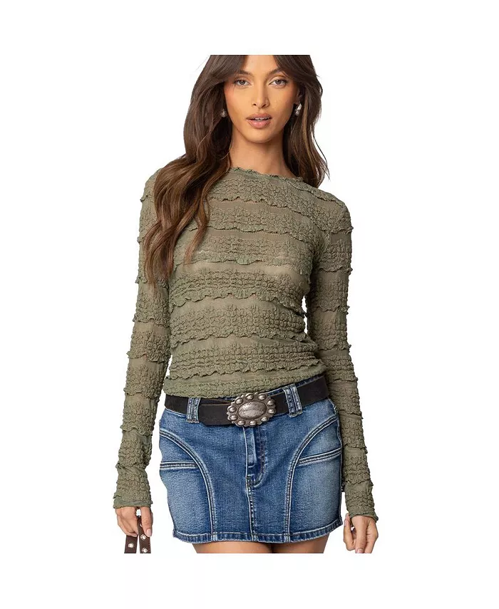 Женский текстурированный прозрачный кружевной топ Daisey Edikted, зеленый
Женский текстурированный прозрачный кружевной топ Daisey Edikted, зеленый