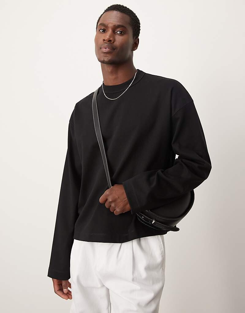 ASOS DESIGN Premium — черная футболка свободного кроя плотностью 300 г/м² с длинными рукавами и швами интерлок
ASOS DESIGN Premium — черная футболка свободного кроя плотностью 300 г/м² с длинными рукавами и швами интерлок