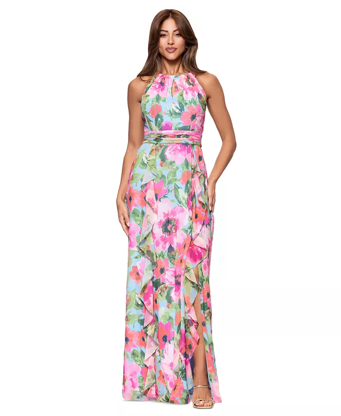 Женское платье-халат с цветочным принтом, рюшами и ярусами из шифона на бретелях XSCAPE, розовый
Женское платье-халат с цветочным принтом, рюшами и ярусами из шифона на бретелях XSCAPE, розовый