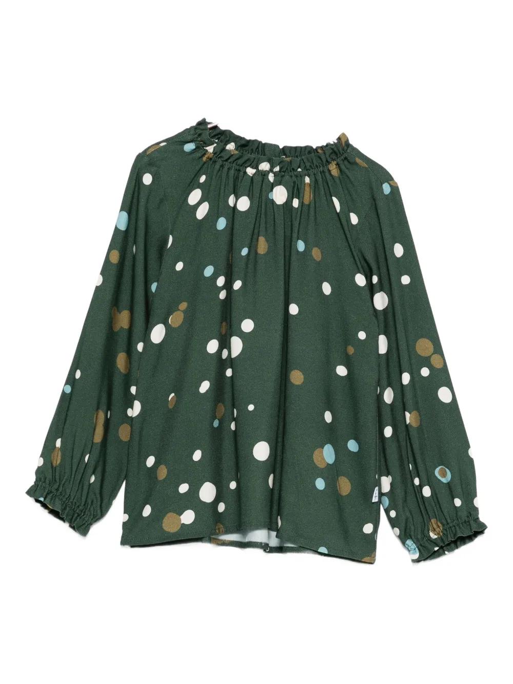 Блузка в горошек с рюшами Il Gufo, зеленый
Блузка в горошек с рюшами Il Gufo, зеленый