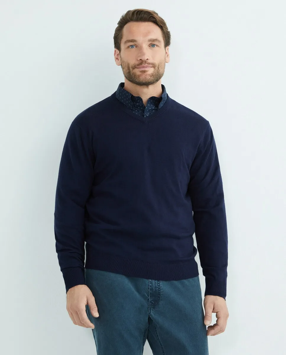 Мужской хлопковый свитер с V-образным вырезом больших размеров Rushmore, темно-синий
Мужской хлопковый свитер с V-образным вырезом больших размеров Rushmore, темно-синий