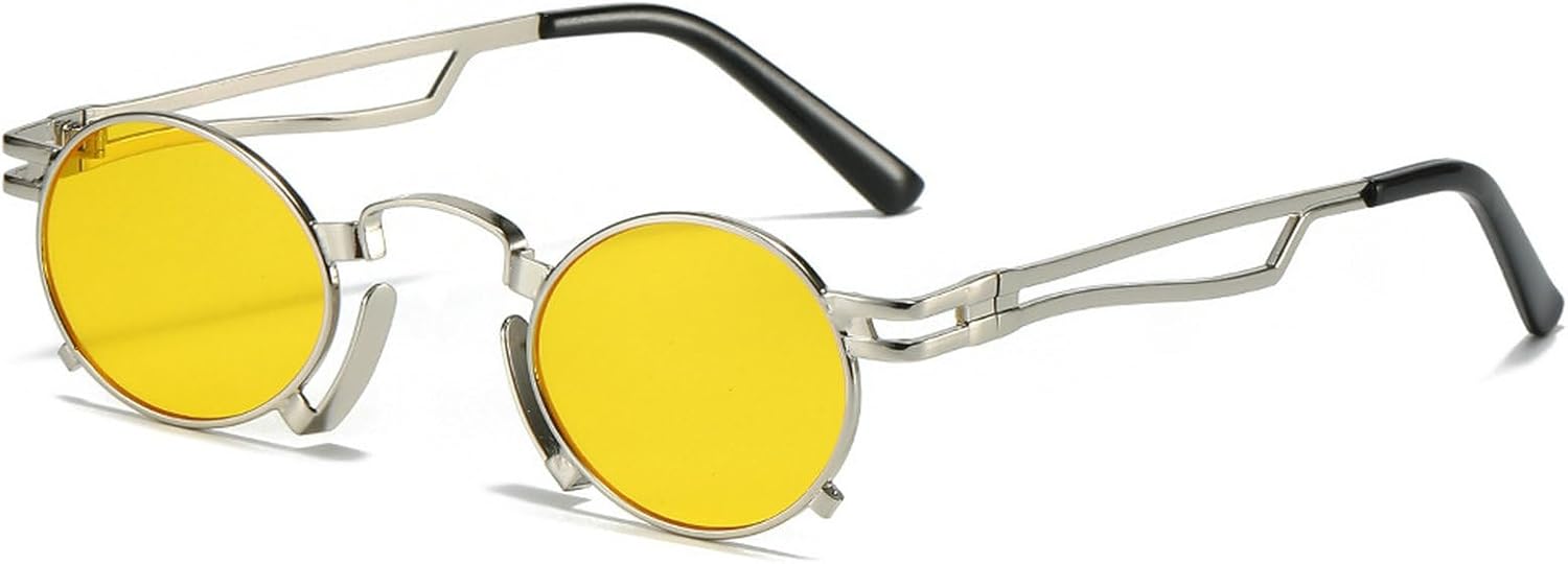Ретро маленькие овальные солнцезащитные очки для женщин, модные, с уникальной металлической оправой, круглые, с защитой от УФ-излучения UV400, для мужчин, в стиле панк, красные и желтые mincl, C2
Ретро маленькие овальные солнцезащитные очки для женщин, модные, с уникальной металлической оправой, круглые, с защитой от УФ-излучения UV400, для мужчин, в стиле панк, красные и желтые mincl, C2