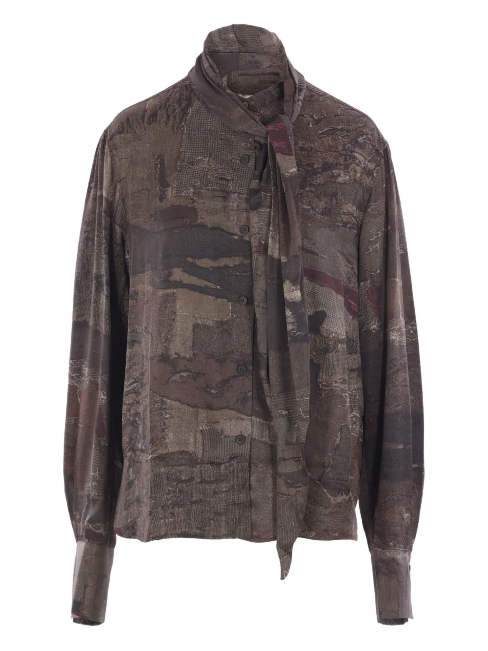 Рубашка с принтом в стиле пэчворк и галстуком-воротником Ziggy Chen, коричневый
Рубашка с принтом в стиле пэчворк и галстуком-воротником Ziggy Chen, коричневый