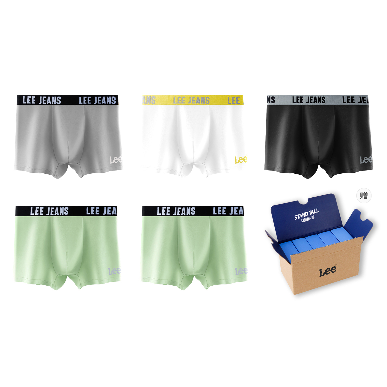 Подарочный набор мужского белья 5 пар Lee, 5 Pack (светло-зеленый+светло-зеленый+серый+белый+черный)
Подарочный набор мужского белья 5 пар Lee, 5 Pack (светло-зеленый+светло-зеленый+серый+белый+черный)