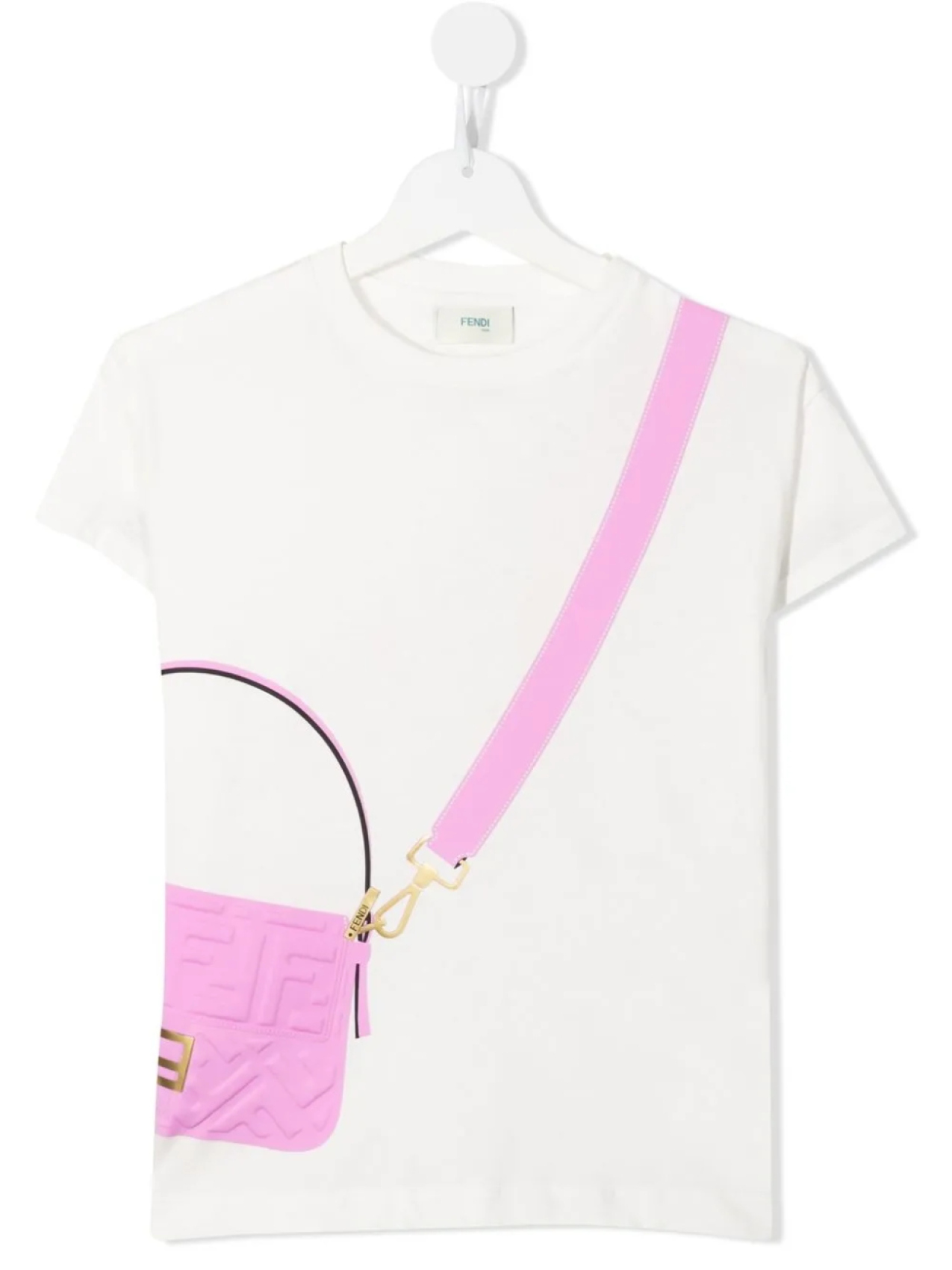 Футболка с графичным принтом и логотипом Fendi Kids, белый 
Футболка с графичным принтом и логотипом Fendi Kids, белый
