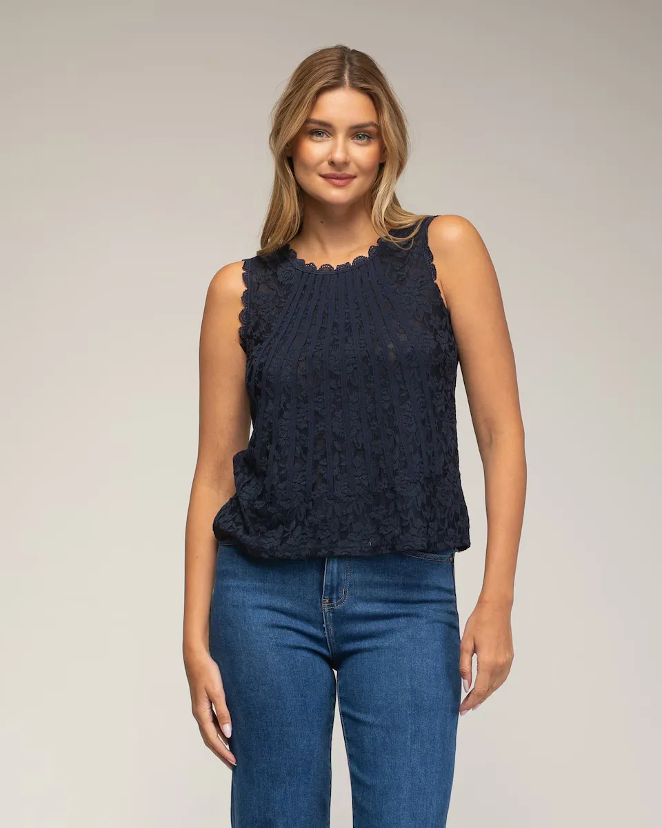 Женский топ без рукавов из кружева Tantra, темно-синий
Женский топ без рукавов из кружева Tantra, темно-синий