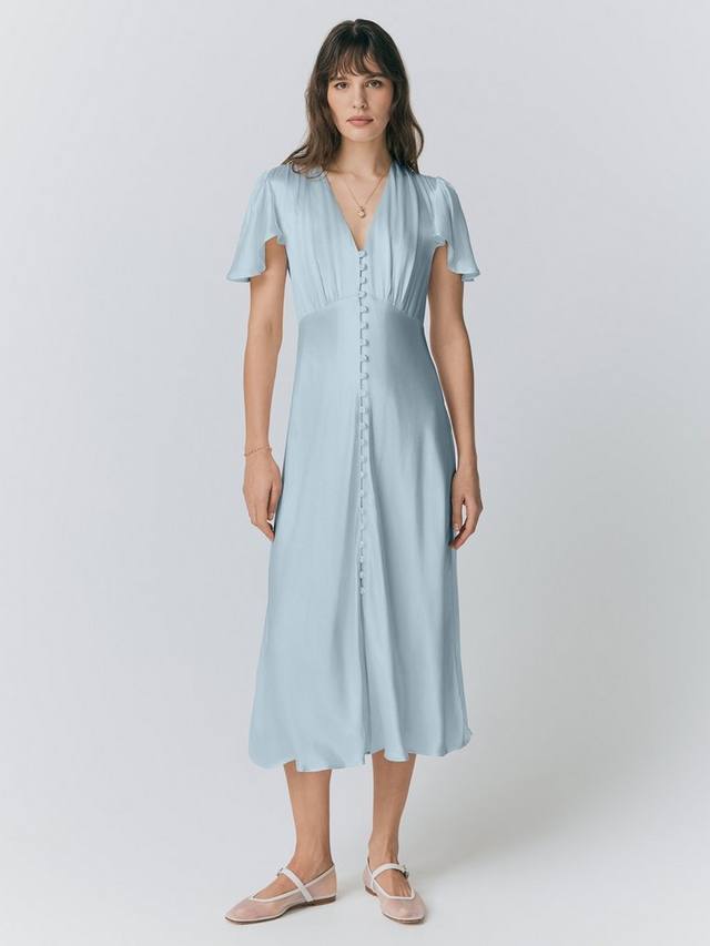 Изящное атласное платье с v-образным вырезом Ghost, светло-синий
Изящное атласное платье с v-образным вырезом Ghost, светло-синий