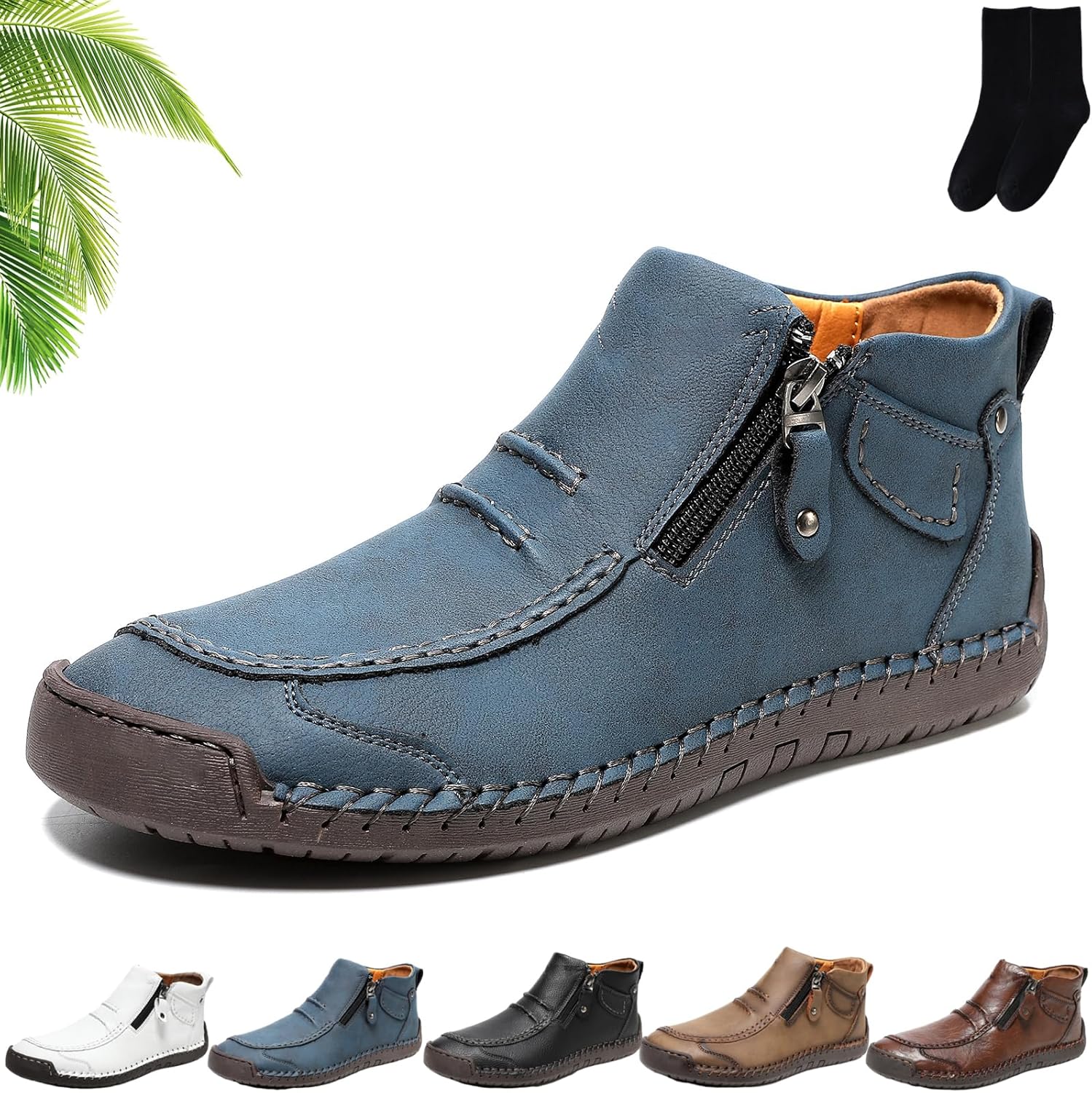 Мужские удобные сандалии для вождения из ручной работы из кожи с боковой молнией, мужская обувь ручной работы с ортопедической стелькой, повседневные удобные средние ботинки на плоской подошве с поддержкой свода стопы Xylawave, синий
Мужские удобные сандалии для вождения из ручной работы из кожи с боковой молнией, мужская обувь ручной работы с ортопедической стелькой, повседневные удобные средние ботинки на плоской подошве с поддержкой свода стопы Xylawave, синий