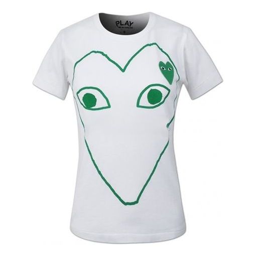 Футболка heart ourlined shape short sleeve tee 'white green' Comme Des Garcons Play, белый 
Футболка heart ourlined shape short sleeve tee 'white green' Comme Des Garcons Play, белый