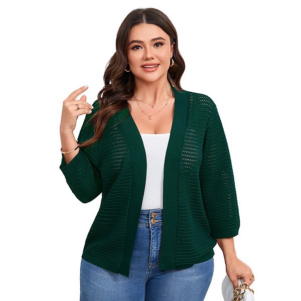 Кардиган с 3/4 рукавом для женщин Plus size, легкая вязаная кофта с ажуром Seoria, Dark Green
Кардиган с 3/4 рукавом для женщин Plus size, легкая вязаная кофта с ажуром Seoria, Dark Green