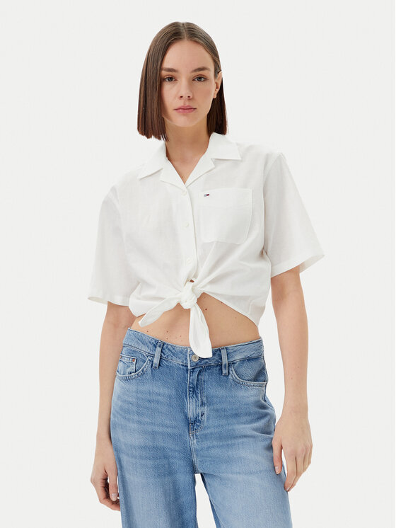 Рубашка обычного кроя DW0DW20286 Tommy Jeans, экрю 
Рубашка обычного кроя DW0DW20286 Tommy Jeans, экрю