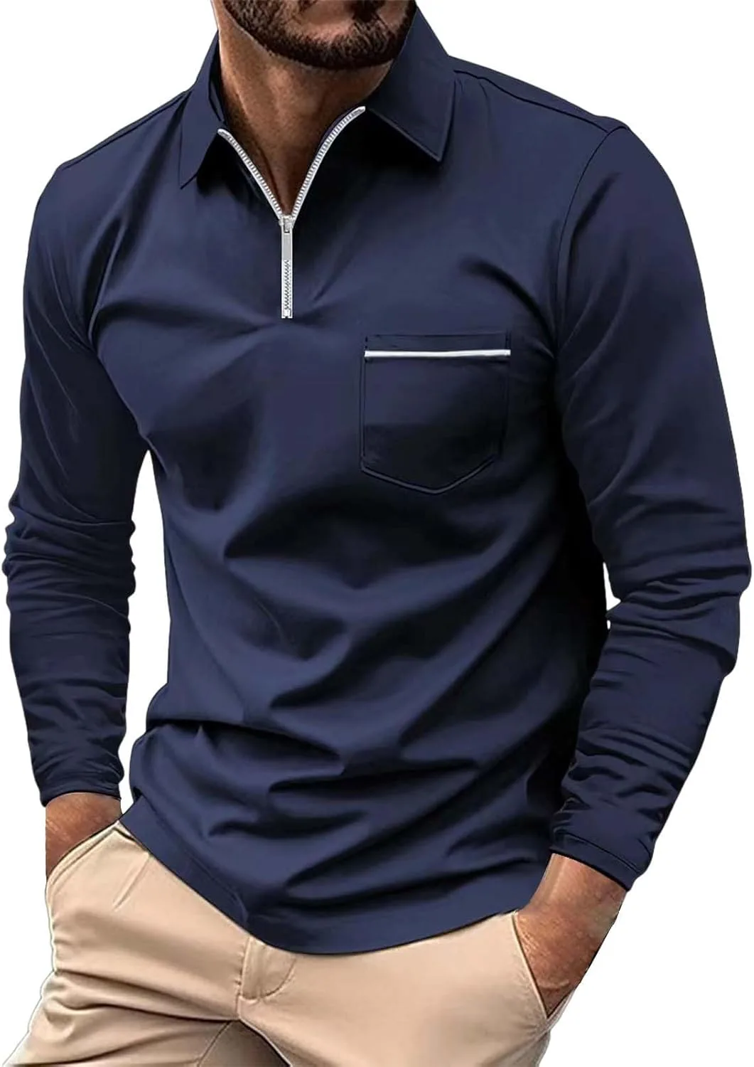 Мужская повседневная поло с молнией на четверть Miyaomn, Slim Fit, длинный рукав
Мужская повседневная поло с молнией на четверть Miyaomn, Slim Fit, длинный рукав