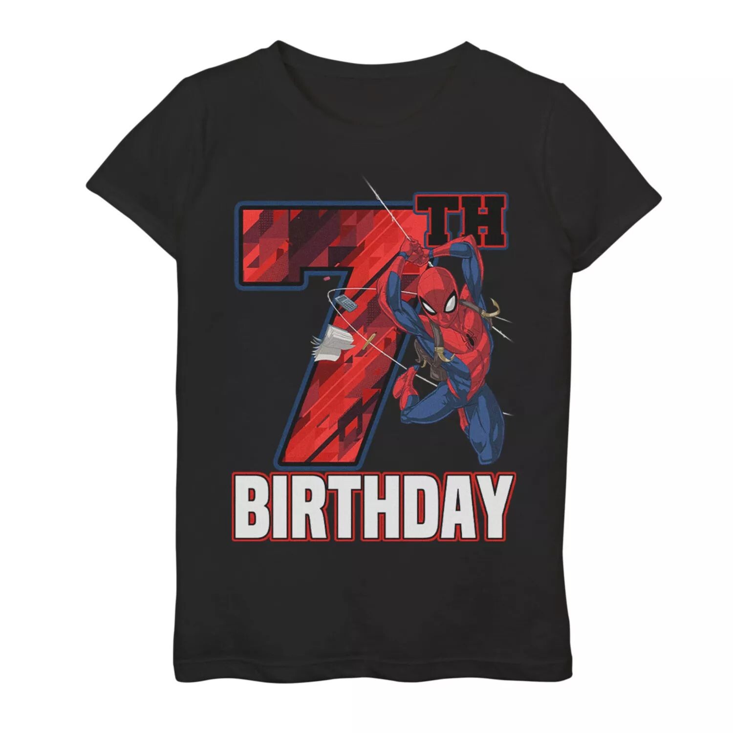 Футболка с графическим рисунком на 7-й день рождения для девочек 7–16 лет Marvel Spider-Man Web Swing Marvel