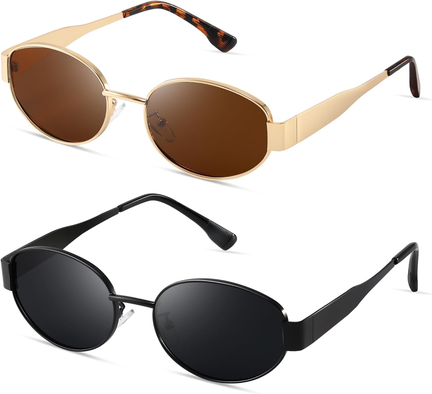 Ретро-солнцезащитные очки овальной формы для женщин - модные поляризованные солнцезащитные очки с защитой UV400, стильная металлическая оправа VMAEB, A2 Gold/Brown Lens & Matt Black/Grey Lens
Ретро-солнцезащитные очки овальной формы для женщин - модные поляризованные солнцезащитные очки с защитой UV400, стильная металлическая оправа VMAEB, A2 Gold/Brown Lens & Matt Black/Grey Lens