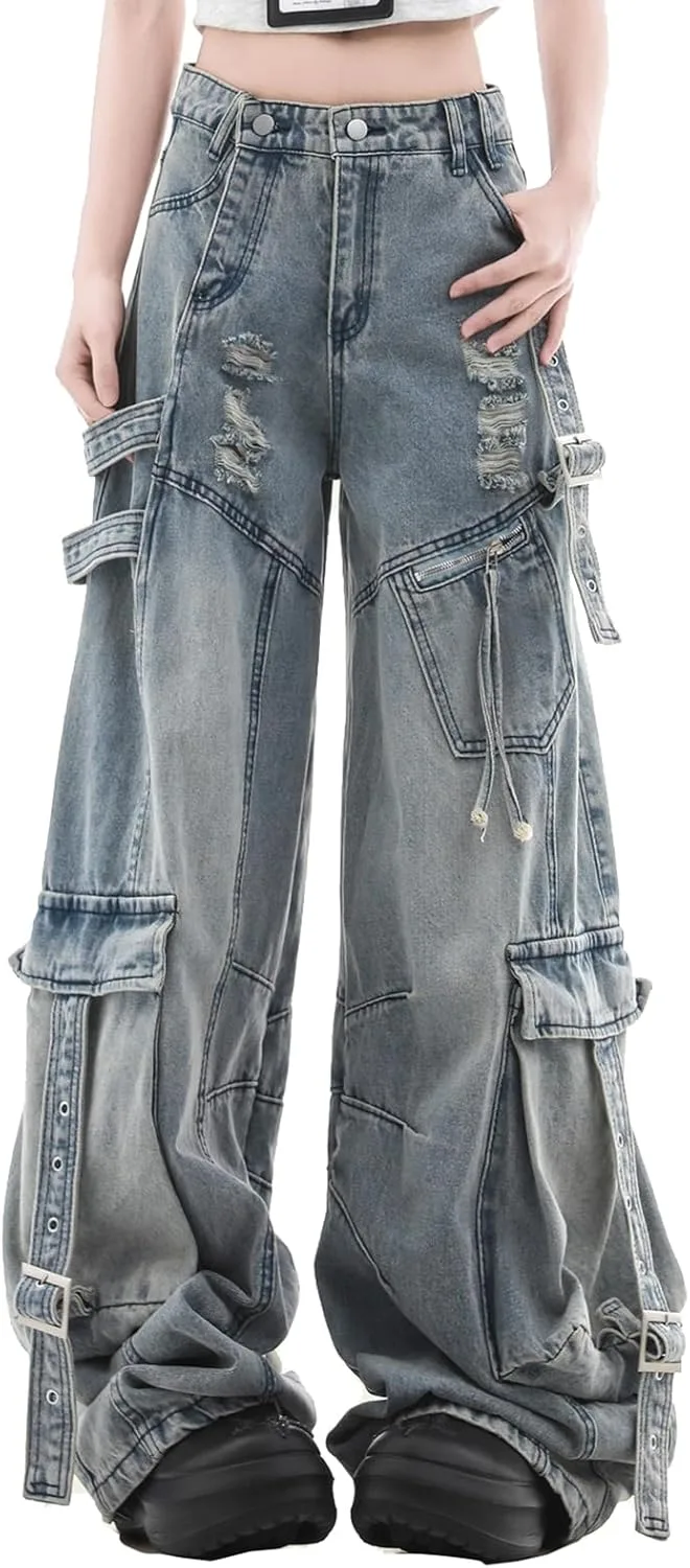 Багги карго джинсы для женщин и мужчин Y2K с низкой посадкой, рваные, в винтажном стиле LUUTWAL
Багги карго джинсы для женщин и мужчин Y2K с низкой посадкой, рваные, в винтажном стиле LUUTWAL