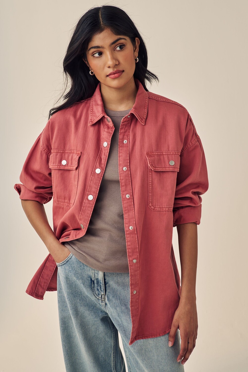 Рубашка свободного кроя из 100% хлопка и денима Next, розовый
Рубашка свободного кроя из 100% хлопка и денима Next, розовый