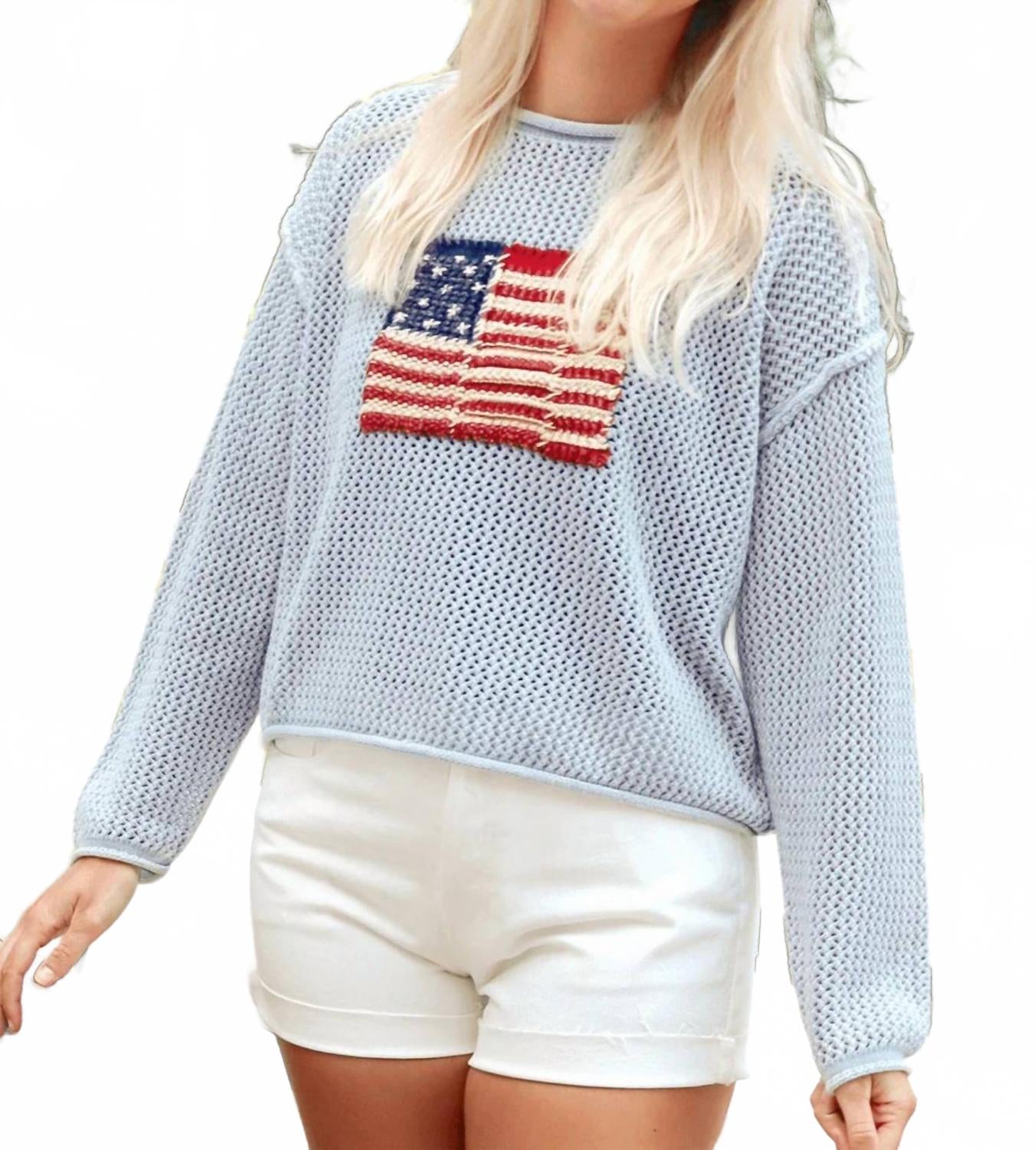 Футболка God Bless The USA с кружевной отделкой в серо-голубом цвете MIOU MUSE
Футболка God Bless The USA с кружевной отделкой в серо-голубом цвете MIOU MUSE