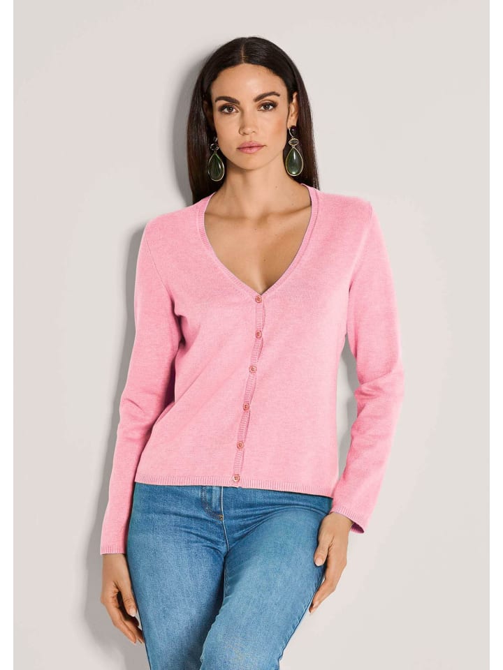 MADELEINE Кардиган из тонкого трикотажа с длинными рукавами и V-образным вырезом, цвет малиновый сорбет/меланж
MADELEINE Кардиган из тонкого трикотажа с длинными рукавами и V-образным вырезом, цвет малиновый сорбет/меланж