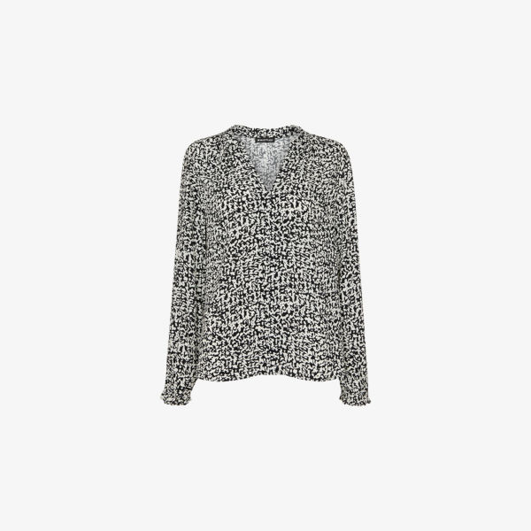 Блузка Whistles с V-образным вырезом и абстрактным принтом, черный
Блузка Whistles с V-образным вырезом и абстрактным принтом, черный