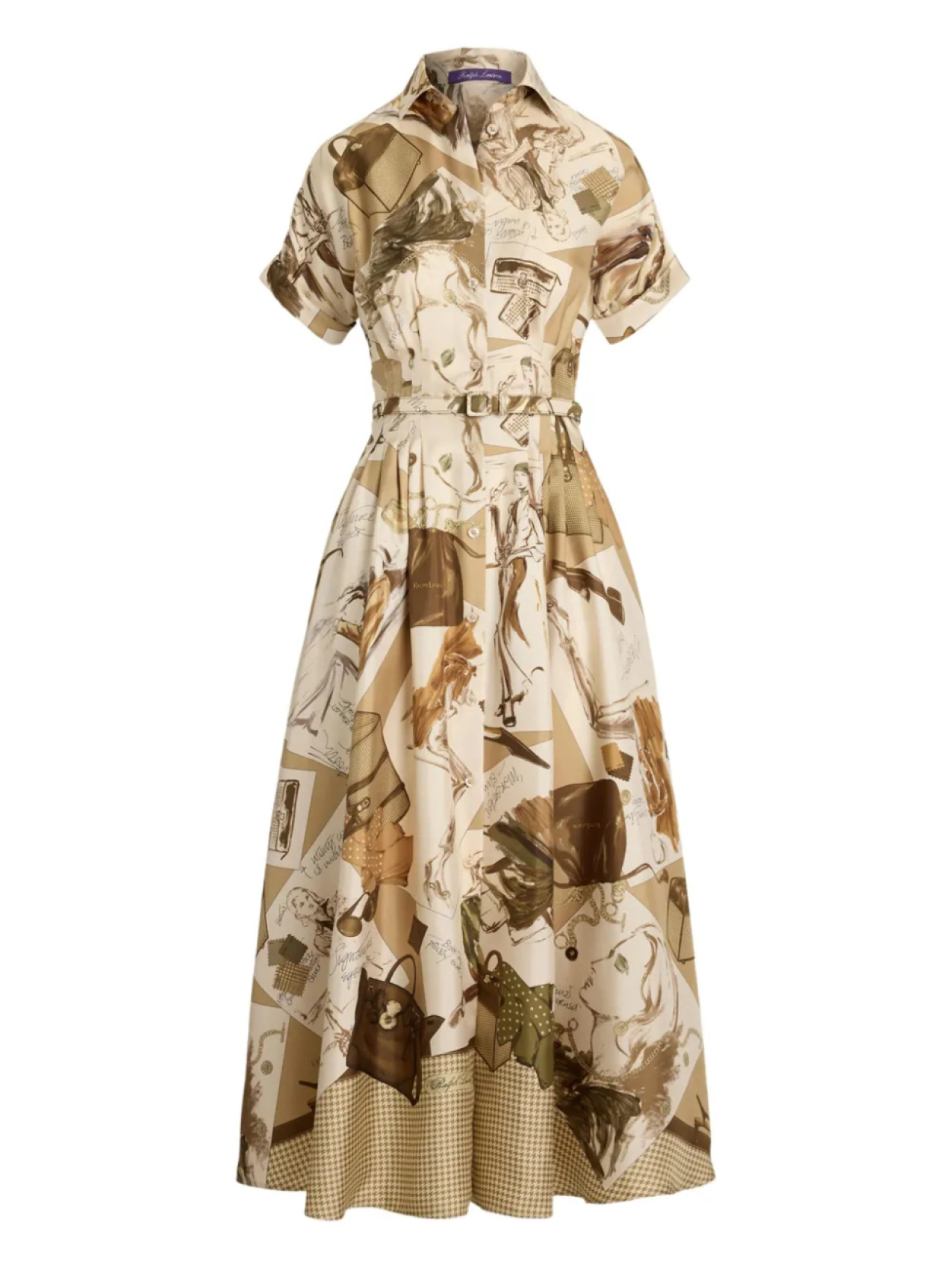 Ralph Lauren Collection платье Donatella с поясом и принтом, коричневый 
Ralph Lauren Collection платье Donatella с поясом и принтом, коричневый