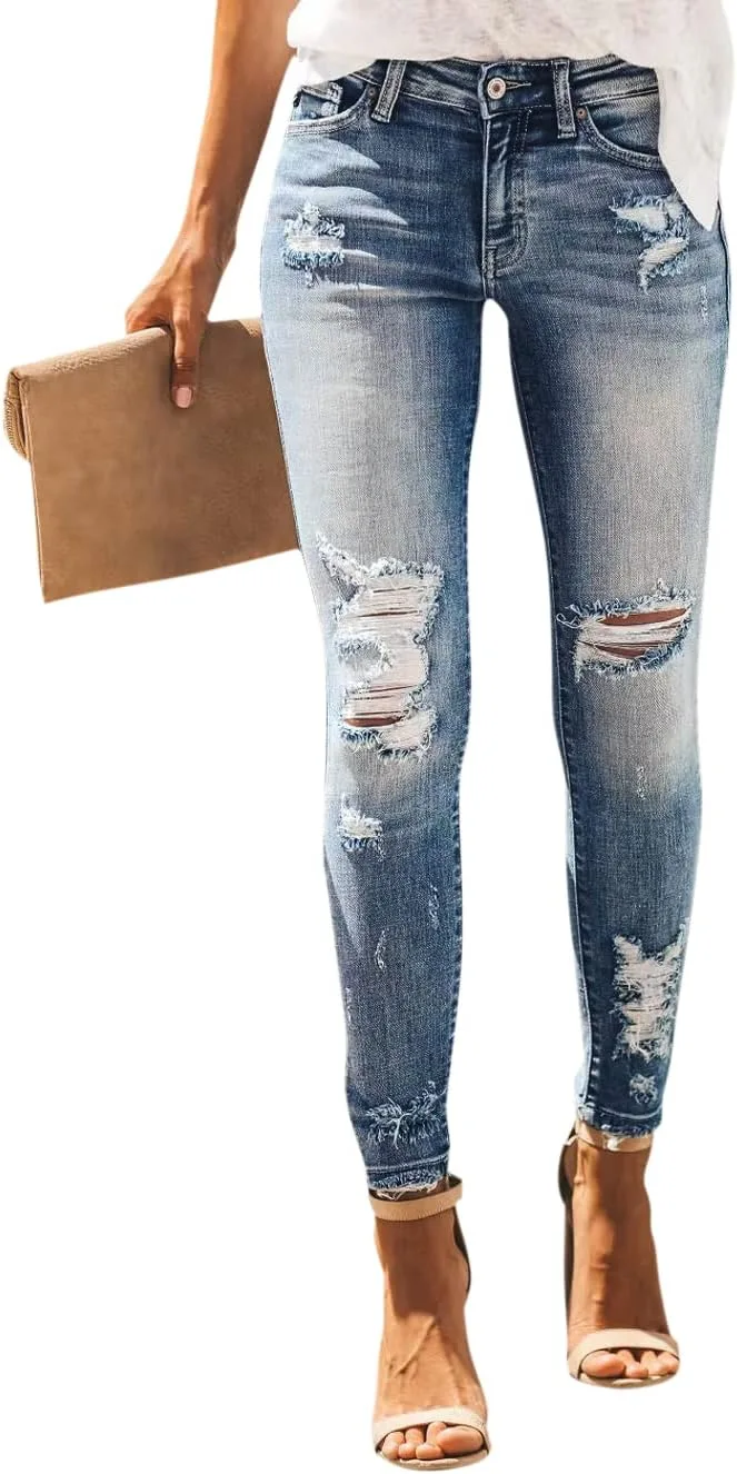 Женские джинсы KDF с высокой посадкой, рваные, облегающие
Женские джинсы KDF с высокой посадкой, рваные, облегающие