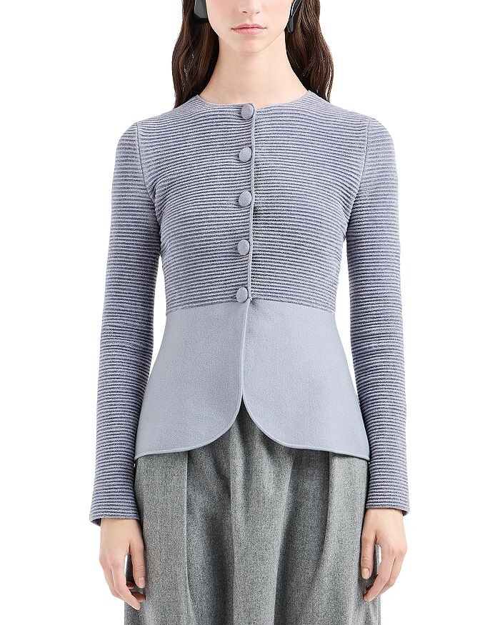 Жакет из синели в рубчик Emporio Armani, серый
Жакет из синели в рубчик Emporio Armani, серый