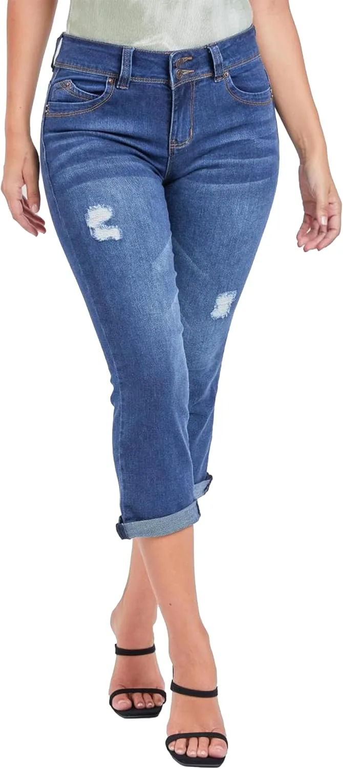 YMI Women's Wannabettabutt Roll Up Cropped Jeans
YMI Women's Wannabettabutt Roll Up Cropped Jeans