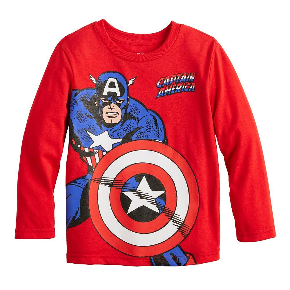 Футболка Jumping Beans Marvel Captain America с длинными рукавами и рисунком для маленьких мальчиков, красный
Футболка Jumping Beans Marvel Captain America с длинными рукавами и рисунком для маленьких мальчиков, красный