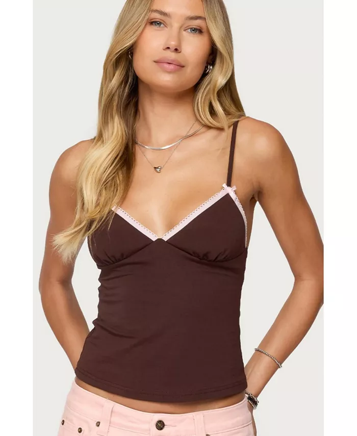 Женская майка Ruelle с контрастными оборками Edikted, коричневый
Женская майка Ruelle с контрастными оборками Edikted, коричневый