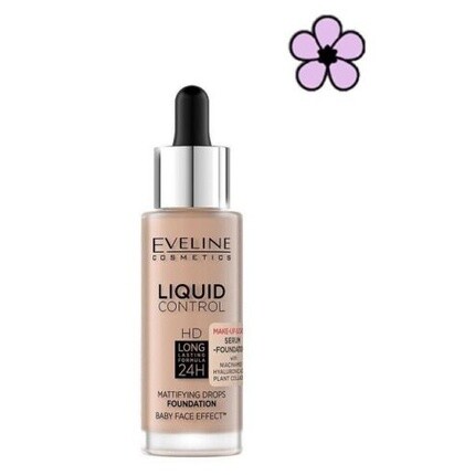Тональный крем Eveline Liquid Control HD с капельницей ниацинамида, 32 мл, светло-розовый Eveline Makeup