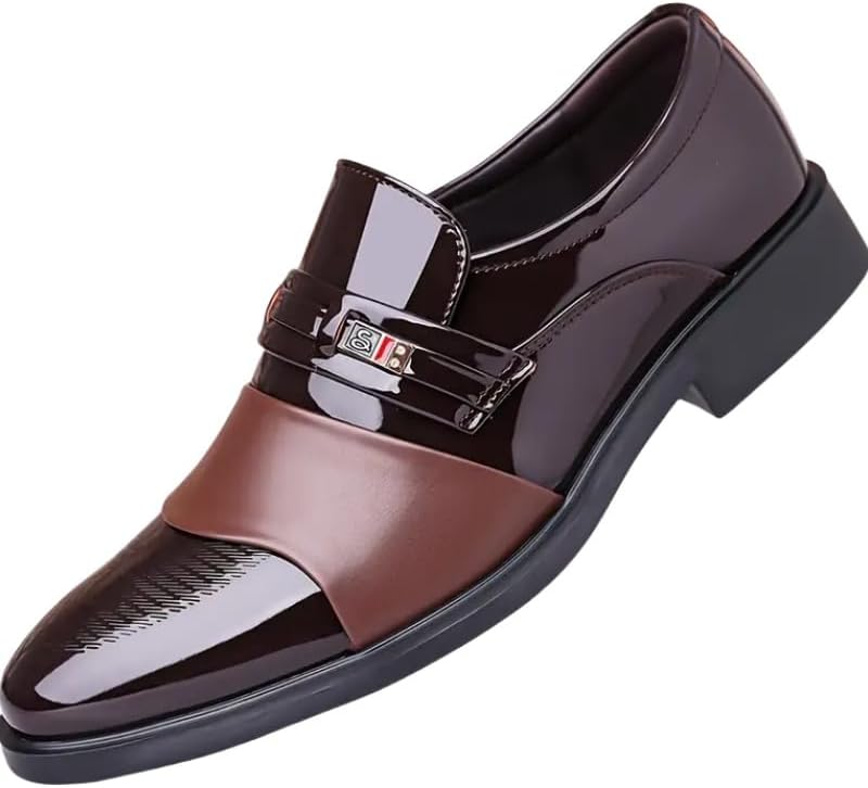 Мужские туфли с глянцевой отделкой - стиль бизнес-кэжуал, однотонные, с заостренным носком, без шнуровки, резиновая подошва, удобные для работы и социальных мероприятий Fmshi, коричневый
Мужские туфли с глянцевой отделкой - стиль бизнес-кэжуал, однотонные, с заостренным носком, без шнуровки, резиновая подошва, удобные для работы и социальных мероприятий Fmshi, коричневый