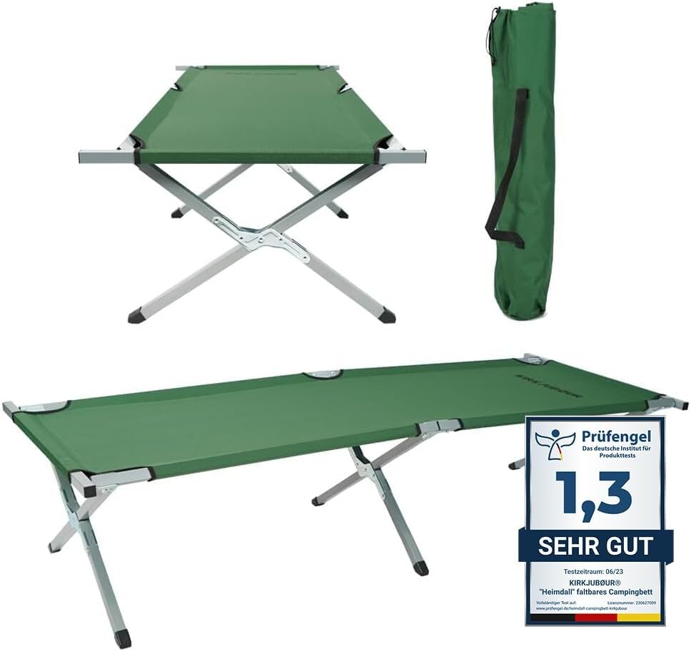 KIRKJUBØUR "Heimdall" складная походная кровать зеленая
KIRKJUBØUR "Heimdall" складная походная кровать зеленая