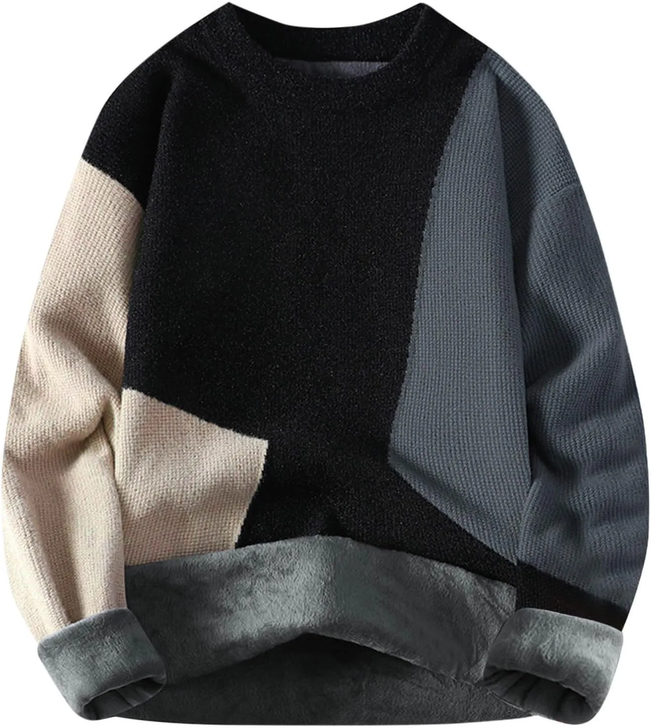 Мужской свитер с цветными блоками и кабельной вязкой
Мужской свитер с цветными блоками и кабельной вязкой