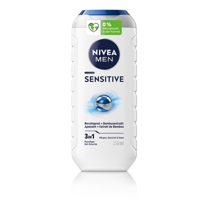 Шампунь для душа Men Sensitive Shower Shampoo 250 мл 3-в-1 гель для душа для лица и тела Nivea 
Шампунь для душа Men Sensitive Shower Shampoo 250 мл 3-в-1 гель для душа для лица и тела Nivea