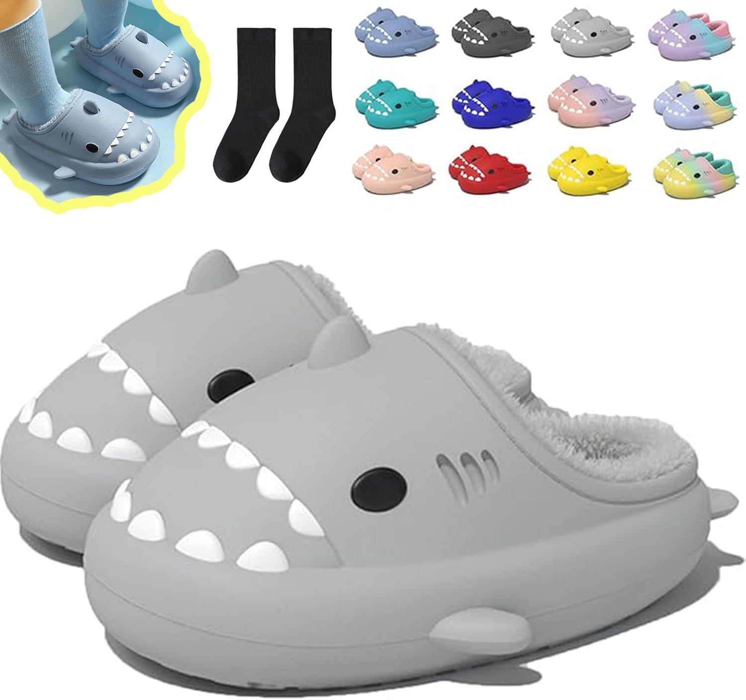 Зимние тапочки в виде акулы, тапочки с акулой со съемной плюшевой подкладкой, теплые зимние плюшевые удобные нескользящие шлепанцы Generic, серый
Зимние тапочки в виде акулы, тапочки с акулой со съемной плюшевой подкладкой, теплые зимние плюшевые удобные нескользящие шлепанцы Generic, серый