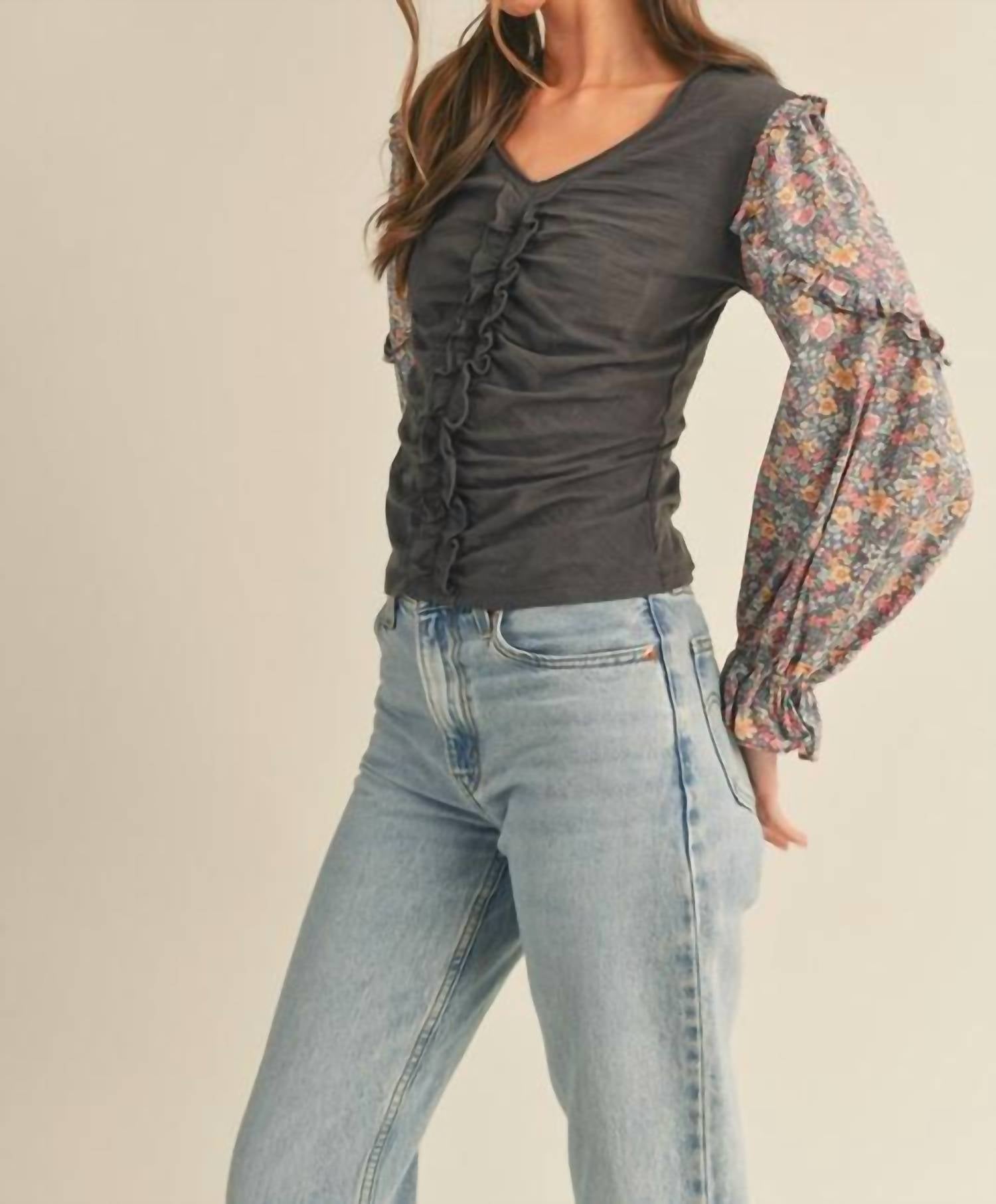 Топ с цветочным принтом и рукавами-фонариками, со сборками - графитово-серый &merci
Топ с цветочным принтом и рукавами-фонариками, со сборками - графитово-серый &merci