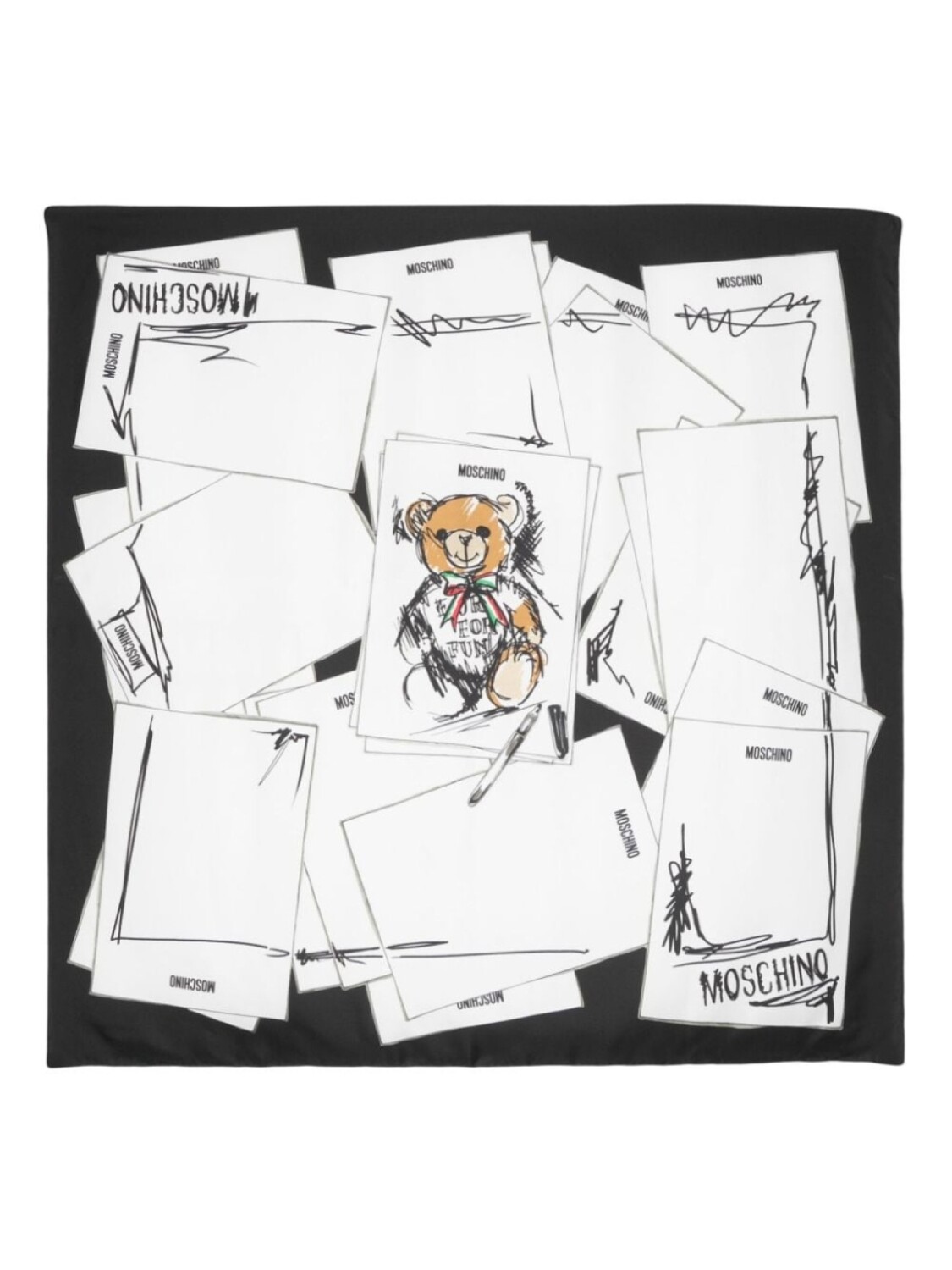 Moschino шарф с принтом Teddy Bear, черный 
Moschino шарф с принтом Teddy Bear, черный