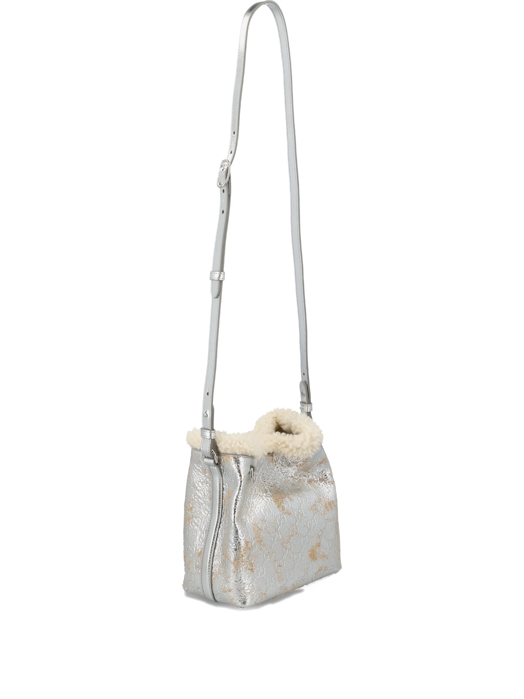 Маленькая сумка-ведро с эмблемой GG Gucci, серебристый
Маленькая сумка-ведро с эмблемой GG Gucci, серебристый