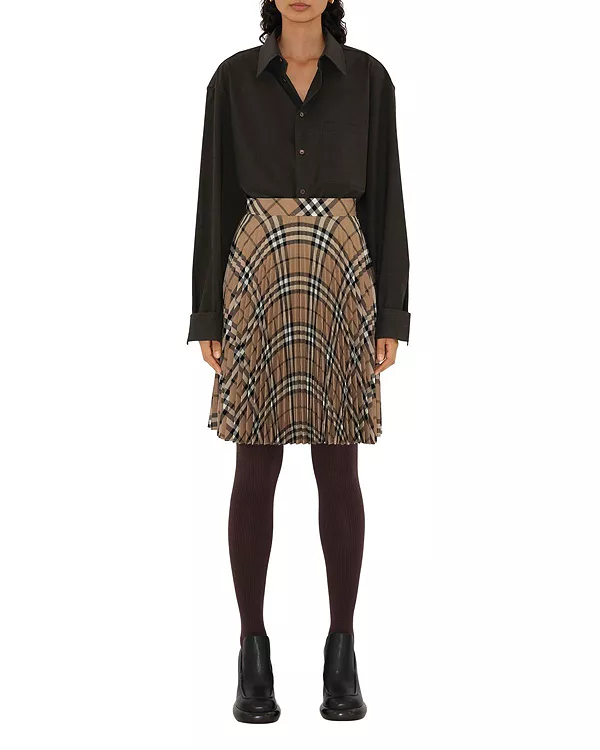 Плиссированная клетчатая юбка из шерстяной смеси Burberry, бежевый
Плиссированная клетчатая юбка из шерстяной смеси Burberry, бежевый