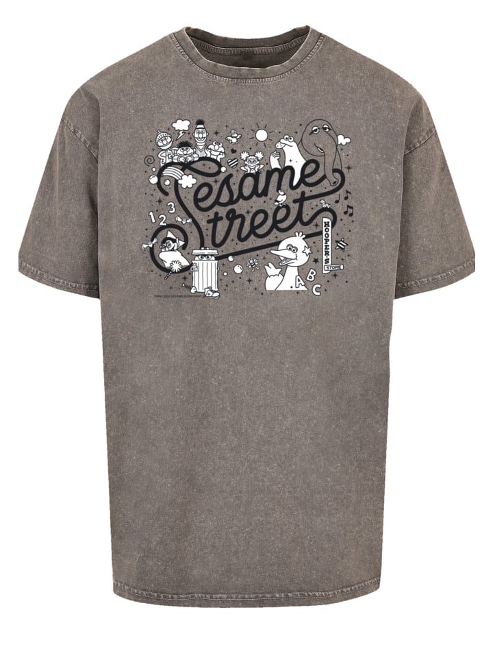 Футболка F4NT4STIC Oversize T-Shirt Sesamstraße Collage Black & White, серый 
Футболка F4NT4STIC Oversize T-Shirt Sesamstraße Collage Black & White, серый