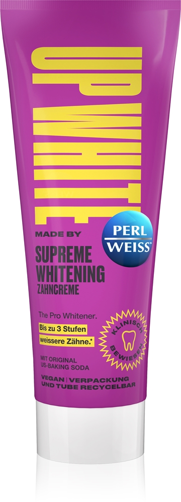 Отбеливающая зубная паста Up White Supreme Whitening Perl Weiss, 75 мл
Отбеливающая зубная паста Up White Supreme Whitening Perl Weiss, 75 мл