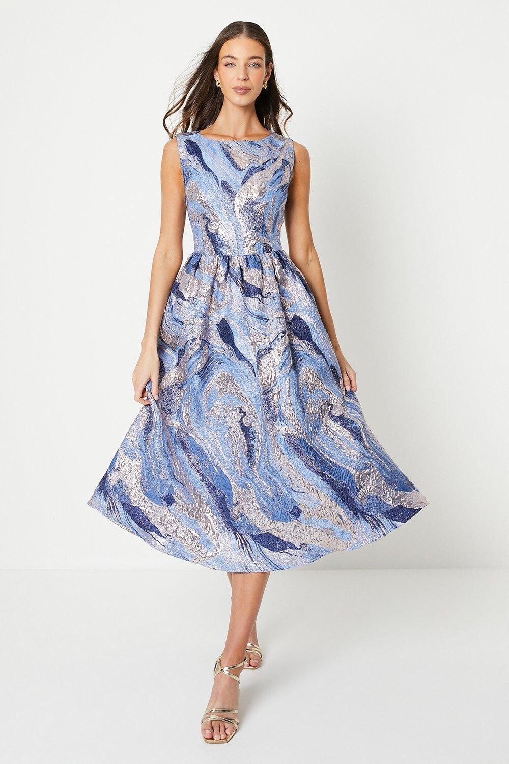 Жаккардовое платье миди с разрезным вырезом Coast, синий
Жаккардовое платье миди с разрезным вырезом Coast, синий