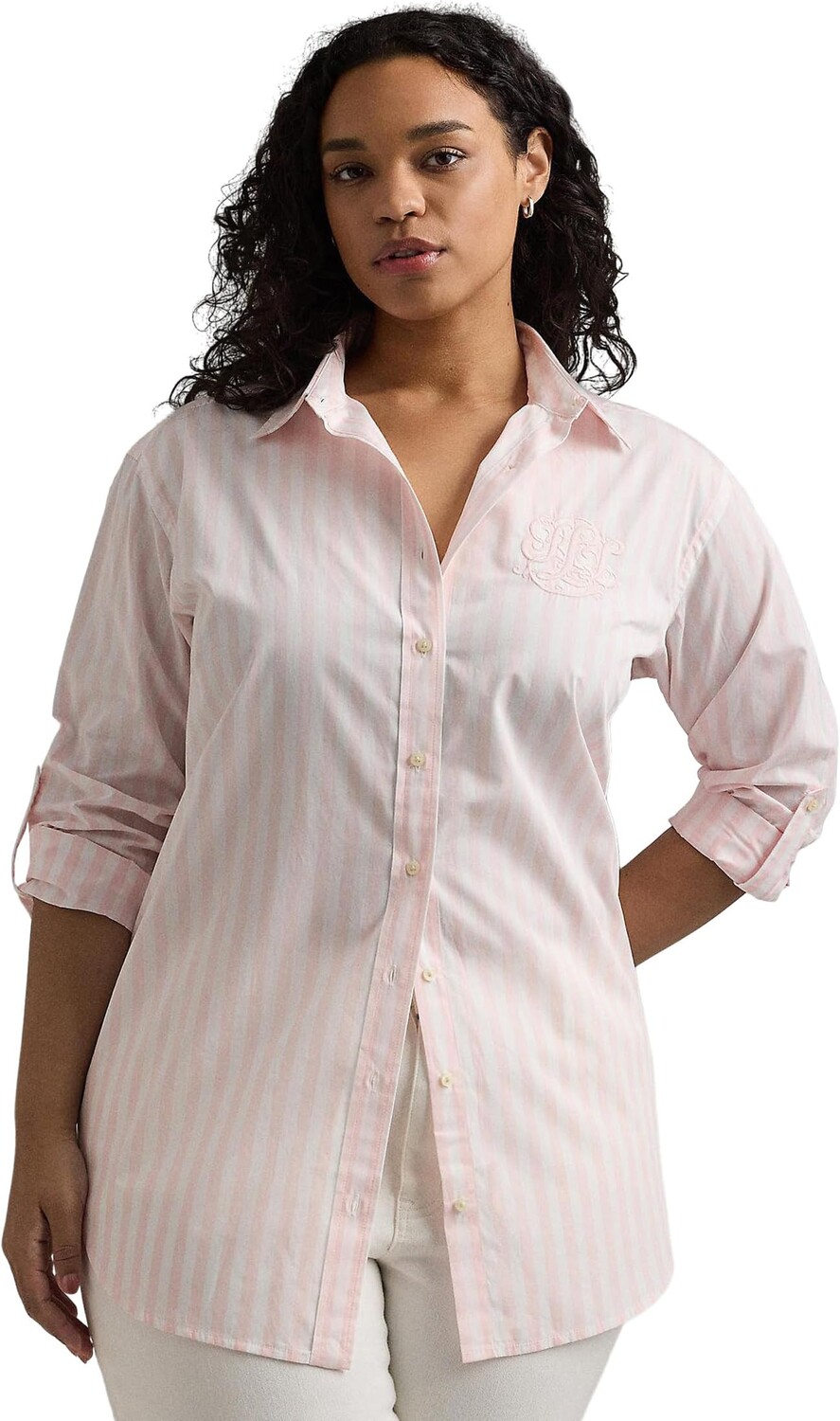 Рубашка LAUREN Ralph Lauren Plus-Size Oversize Striped Cotton Broadcloth Shirt, цвет Pink Opal/White
Рубашка LAUREN Ralph Lauren Plus-Size Oversize Striped Cotton Broadcloth Shirt, цвет Pink Opal/White