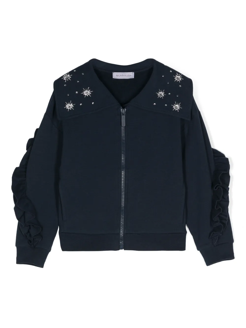 Кардиган на молнии со стразами Monnalisa, синий
Кардиган на молнии со стразами Monnalisa, синий
