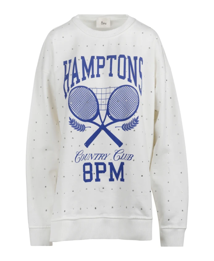 Свитшот со стразами и приспущенными плечами 8Pm, белый
Свитшот со стразами и приспущенными плечами 8Pm, белый